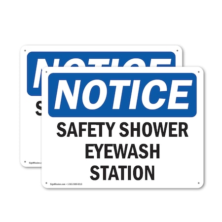 Signmission Safety Shower Eyewash Station, 18 in W x Rectangle, Aluminum OS-2PACK-NS-A-1218-L-18222